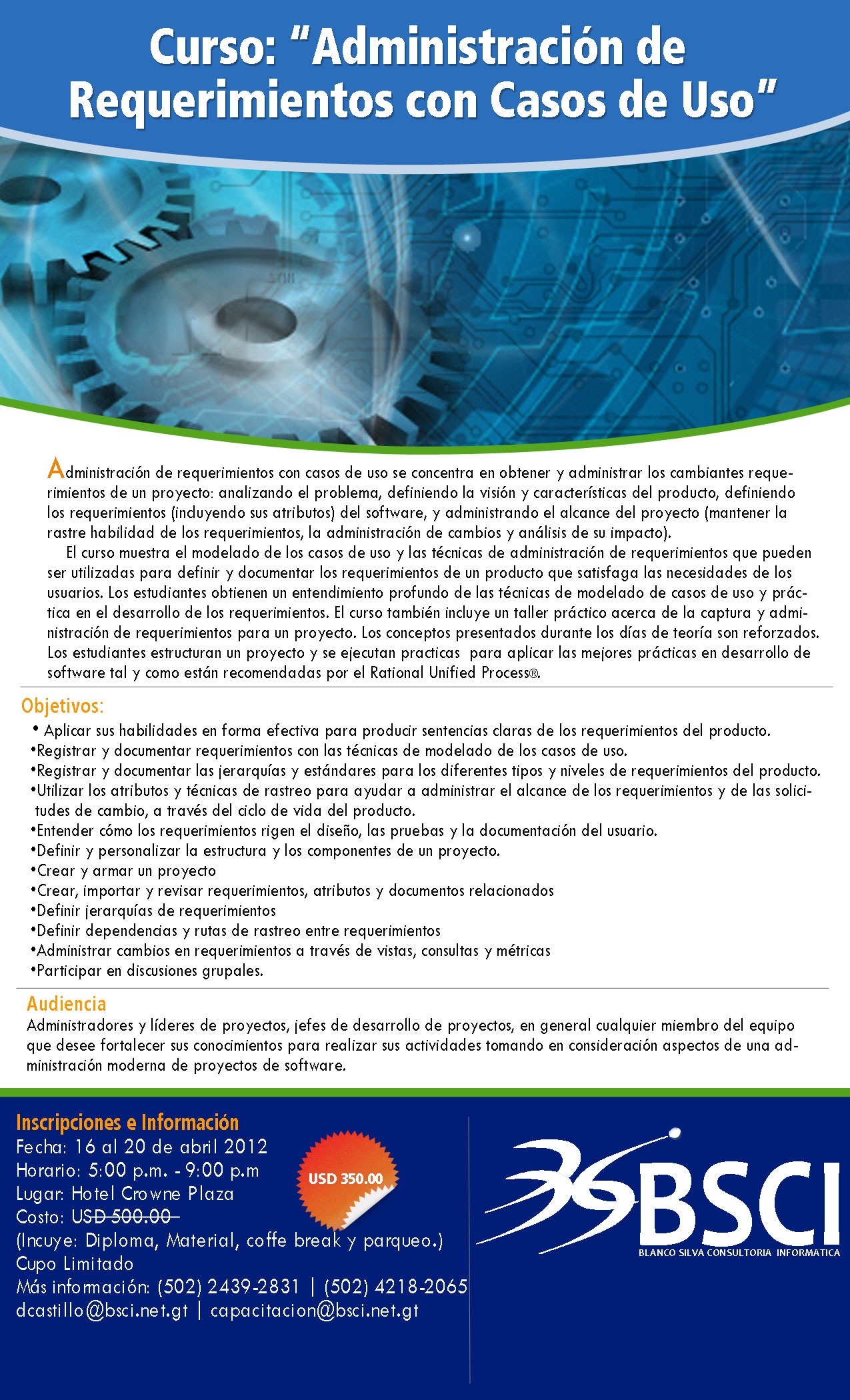 Curso Adminsitraci�n de Requerimientos con Casos deUso en Guatemala