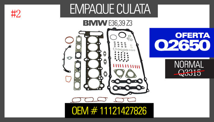 Guatemala BMP Partes OFERTAS EMPAQUE CULATA E36 E39 Z EXC 2 5 SET