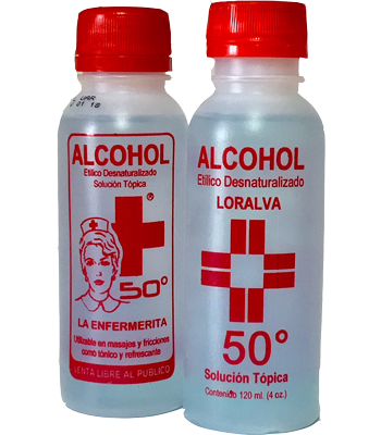 Alcohol Etìlico 50% - 480 mL. <br/>(16 oz.) En cajas de 12 ud.